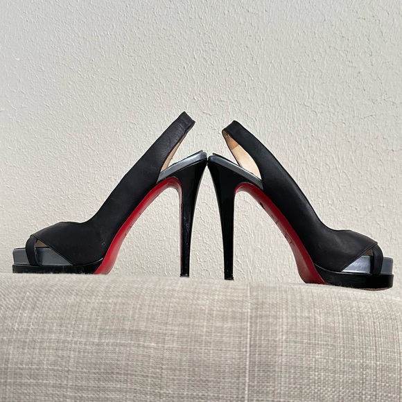 Christian Louboutin Black Leather Very Croise Slingback Platform Sandals - Picture 7 of 12